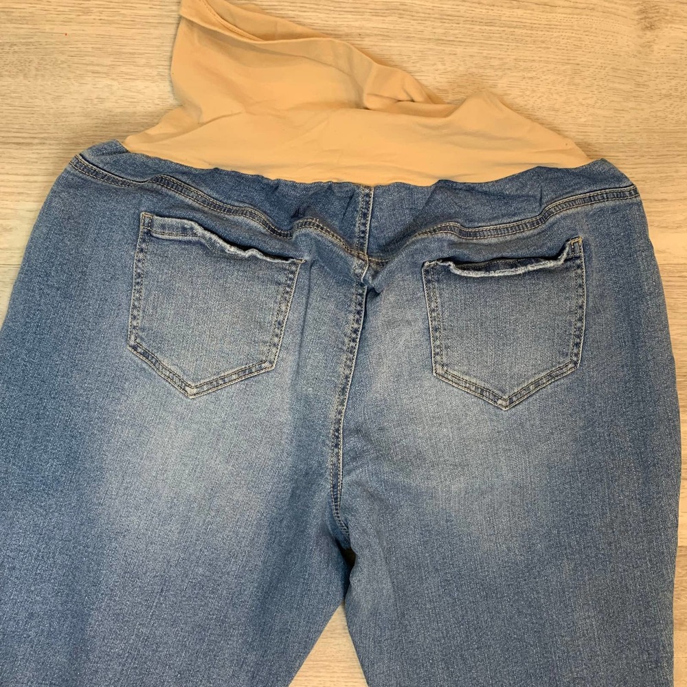 Indigo Blue Patchwork Full Panel Maternity Jeans - image 3